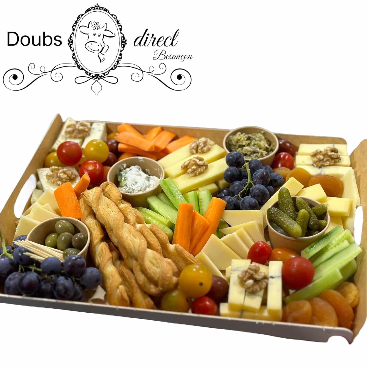 Planche apéro dinatoire légumes, fruits, fromages franc-comtois