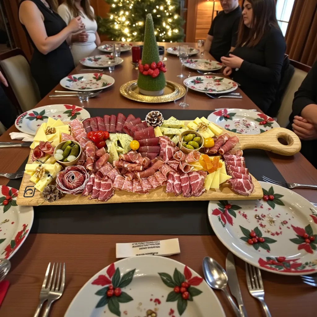Planche de charcuterie, présentée sur une planche en chêne avec le ç de Besançon