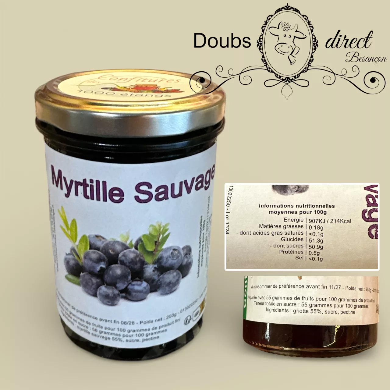 Confiture artisanale de myrtille sauvage